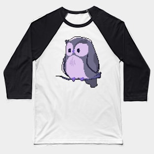 Wise Whispers: Pixel Art Owl Design for Trendy Fashion Baseball T-Shirt